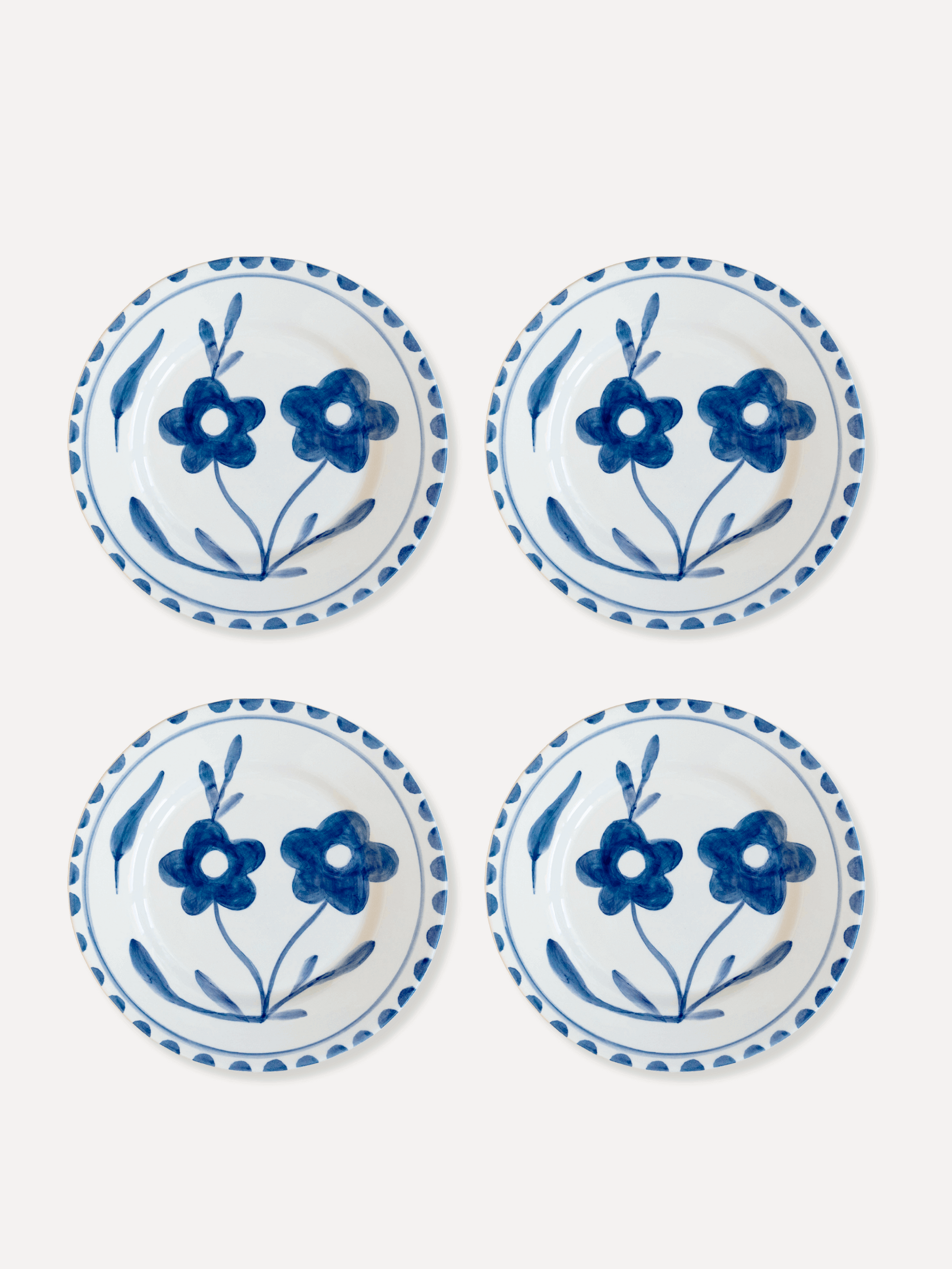 Blue flowers Hand Painted Ceramic Dessert Plate - Valsa Home- Tableware