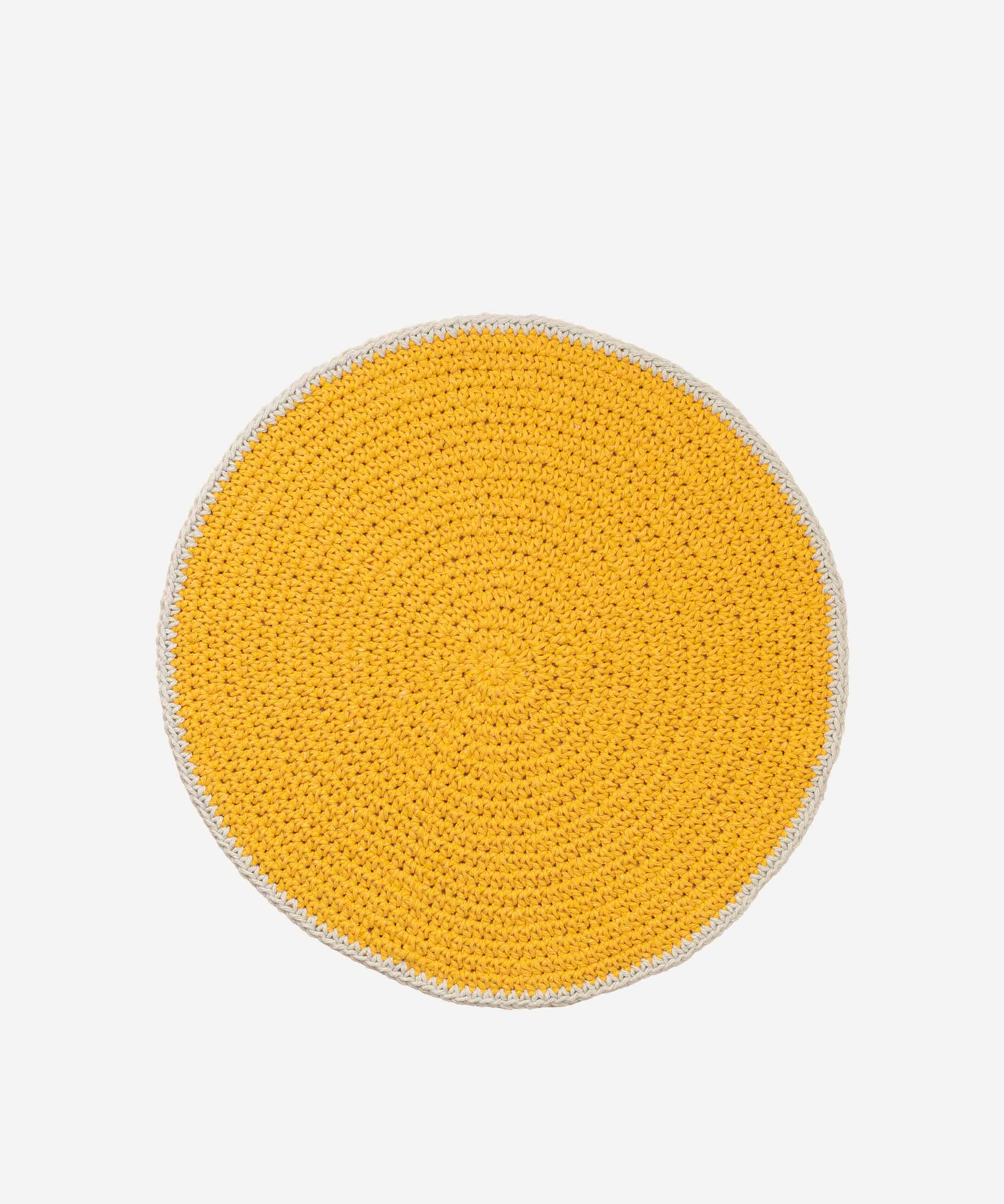 Crochet Round Placemat, Set of 4 - Mustard