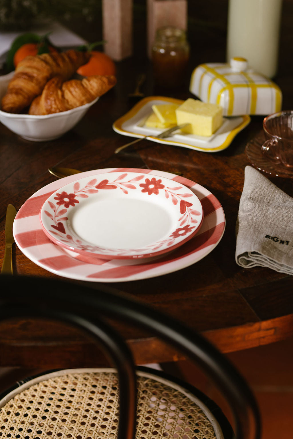 Stripes Hand Painted Ceramic Dinner Plate