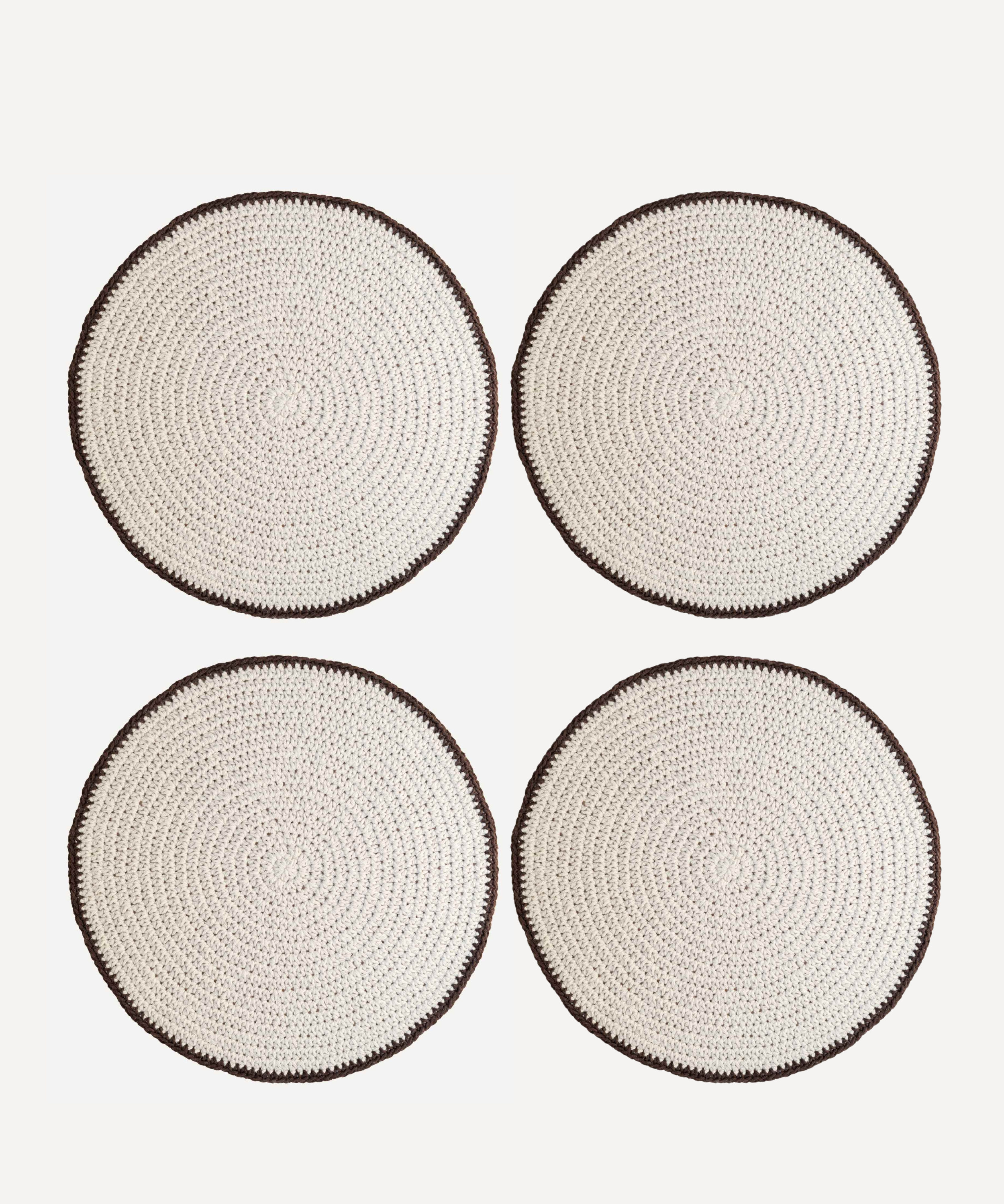 Crochet Round Placemat, Set of 4 - Beige